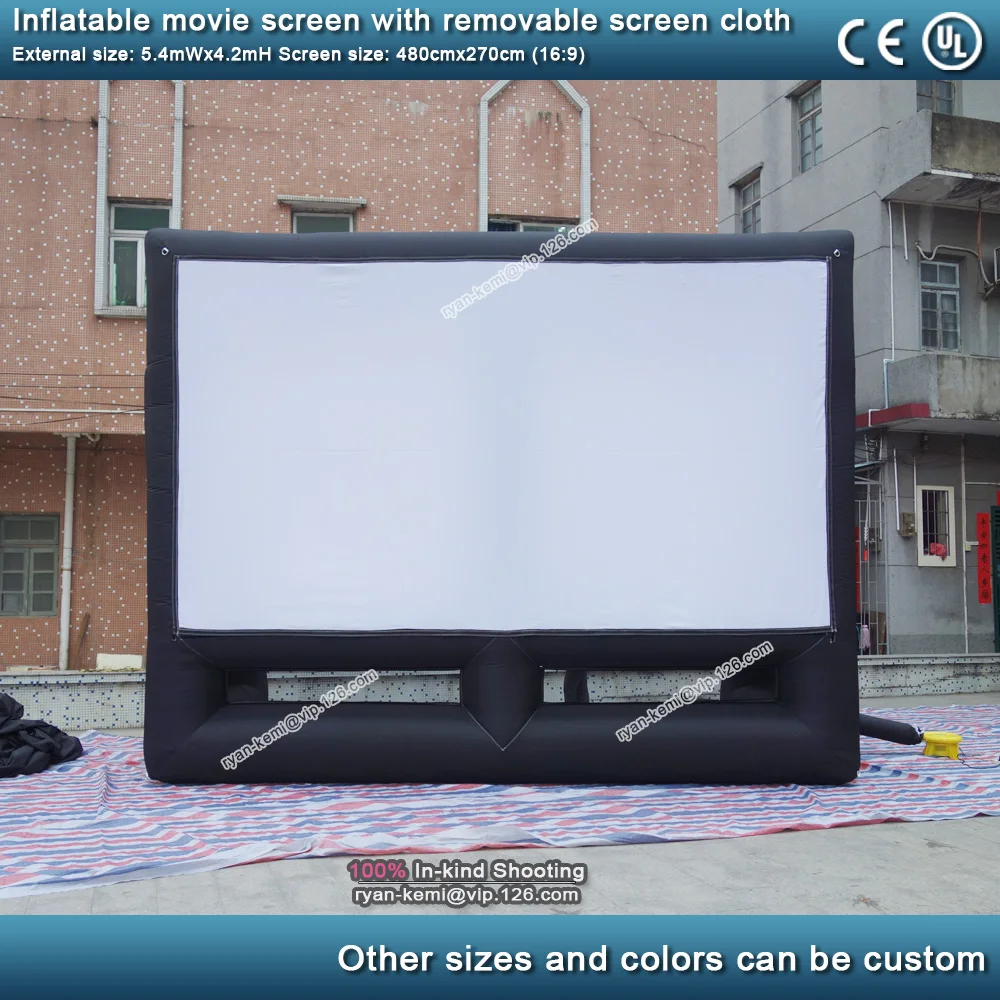 5.4m 16:9 outdoor inflatable movie screen with removable screen cloth Portable air projector screen cinema projection screen 2
