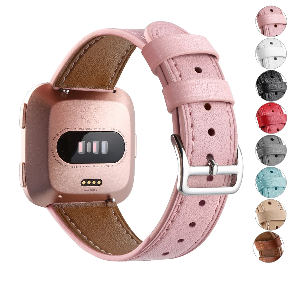 

Essidi Premium Sweatproof Leather Wristband Strap Replacement For Fitbit Versa Smart Watch Bracelet Band Strap