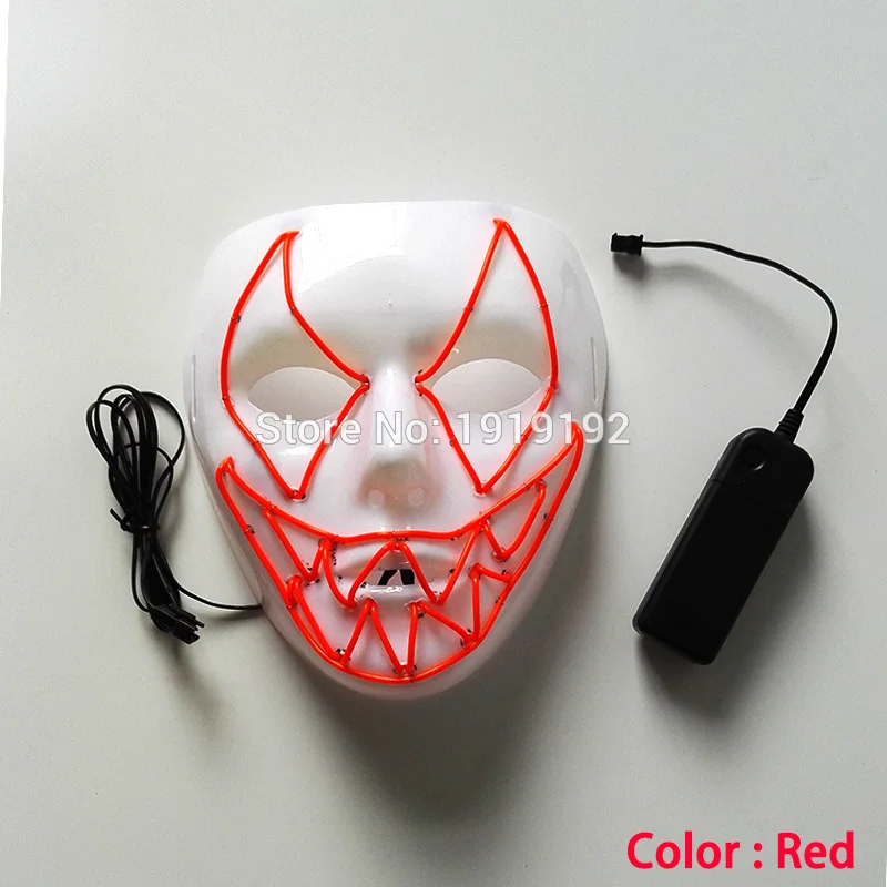 

10 color EL Wire Mask Luminous LED Glowing iluminated Light up dance performance Headpiece By 3V Steady on Driver