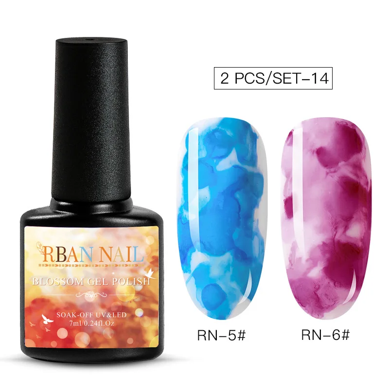 RBAN NAIL DIY акварельный лак для ногтей цветок гель Полупостоянный УФ лампа замачиваемый гель для ногтей Декор лак для нейл-арта маникюрный салон - Цвет: ZH04537