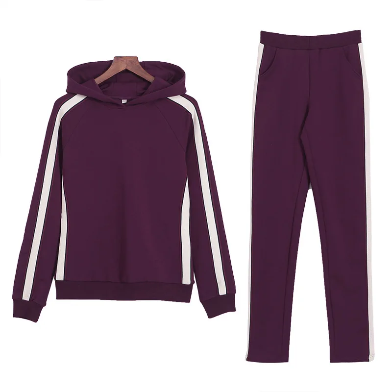 

Women Two Piece Sets Tracksuit Long Sleeve Side Stripe Stitching Sweatshirts Suits Tops Pants Female Clothes 2018 Spring Autumn