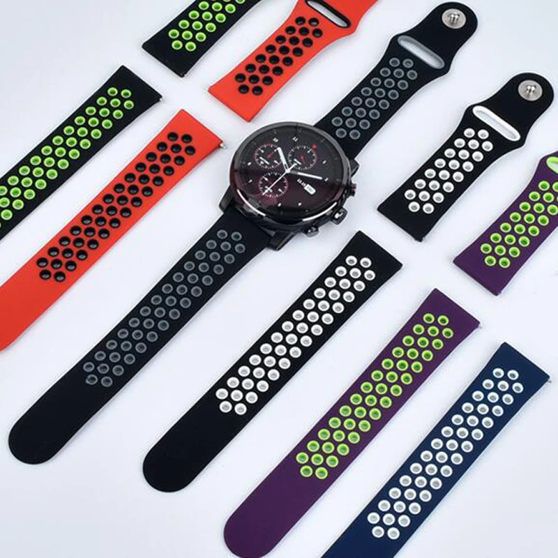 2 шт./упак. Amazfit ремешка силиконовый ремешок для часов 22 мм Xiaomi Huami Stratos Pace Samsung Gear S3