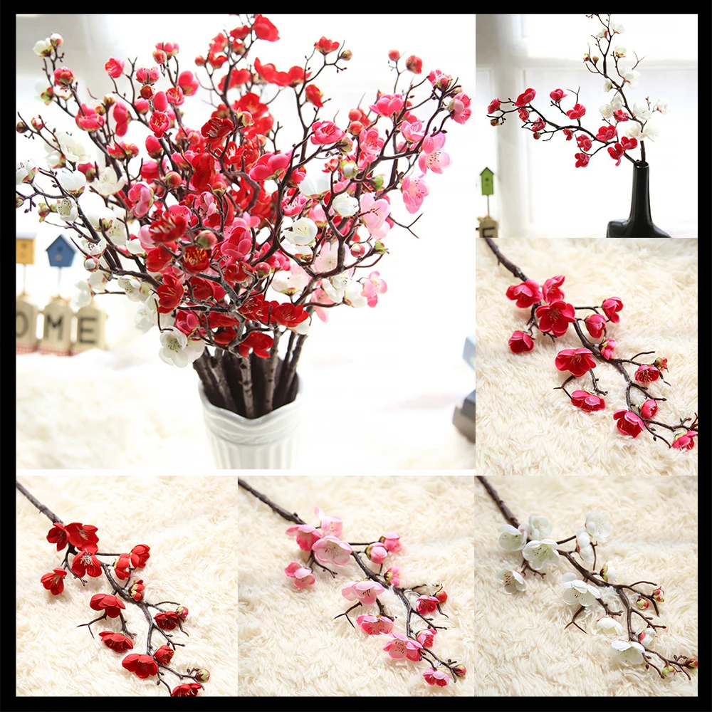 Plum Cherry Blossoms Artificial Silk Flowers Flores Sakura ...