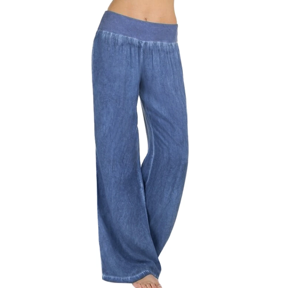 denim wide leg palazzo pants