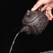 Исин Zisha чайник, чисто ручной резной дракон и Феникс чайник, керамический фильтр большой емкости чайник