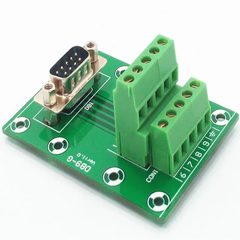 

D-SUB DB9 Male Header Breakout Board, Terminal Block, Connector.