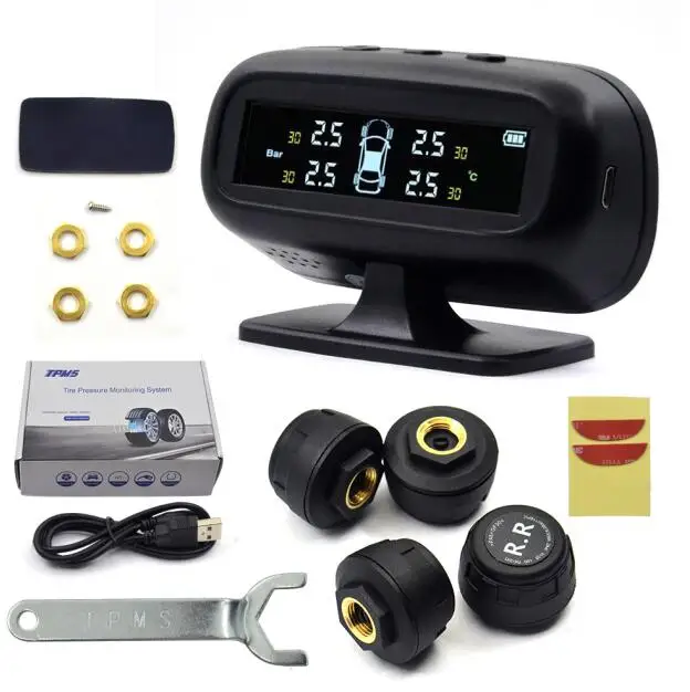 TPMS автомобильный беспроводной контроль давления в шинах+ 4 мини-датчика сигаретного контроля давления в шинах - Тип: as picture