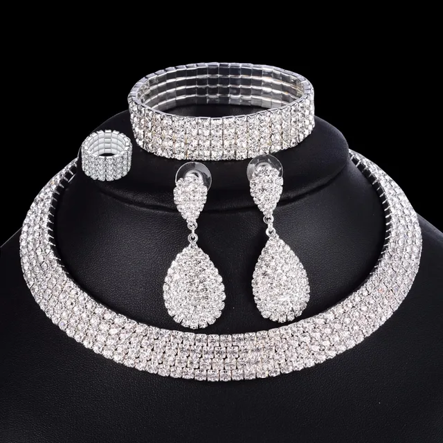 silver wedding jewelry sets for brides