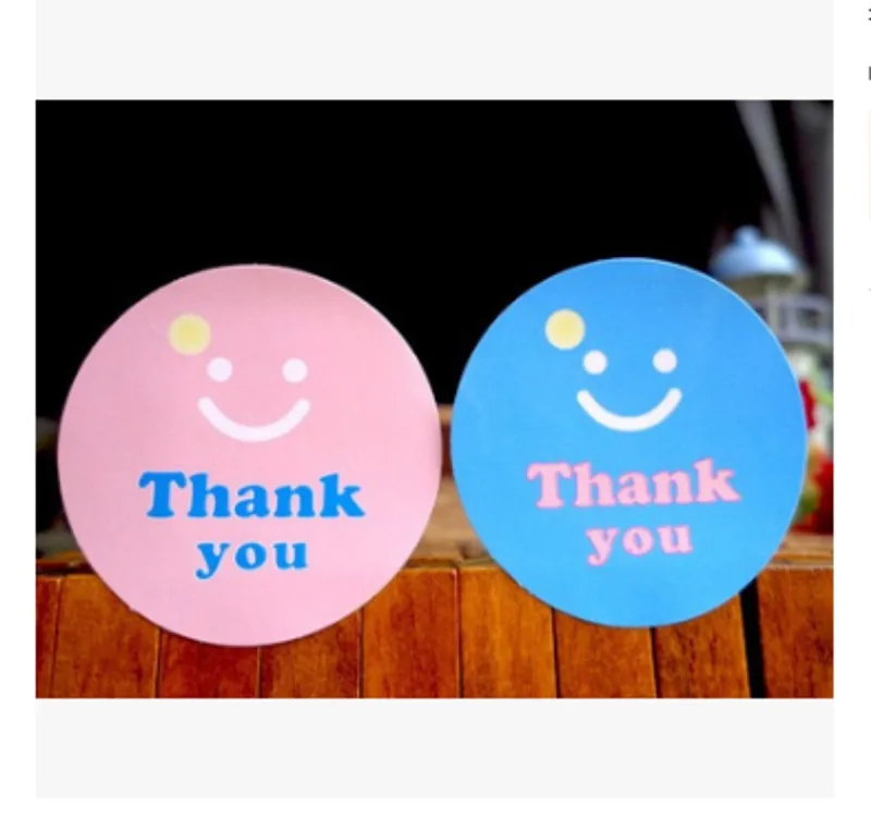 120pcs lot Vintage Thank You Smiley Face Round Paper Seal Sticker For 