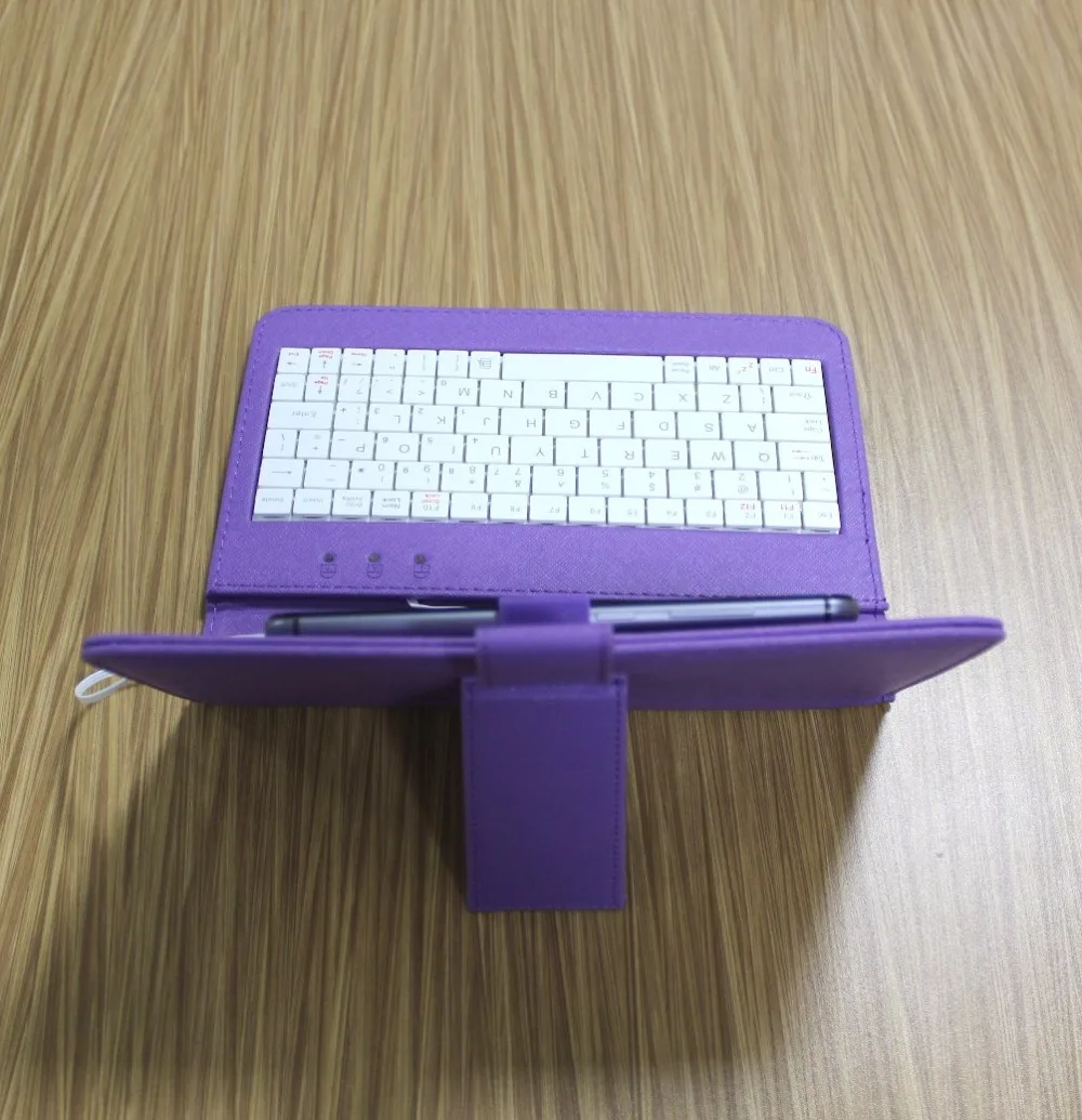 Leather Case with USB Keyboard for Most Android System Mobile Phone Flip Cover with Stand Mini Wired Keyboard 7 Colors