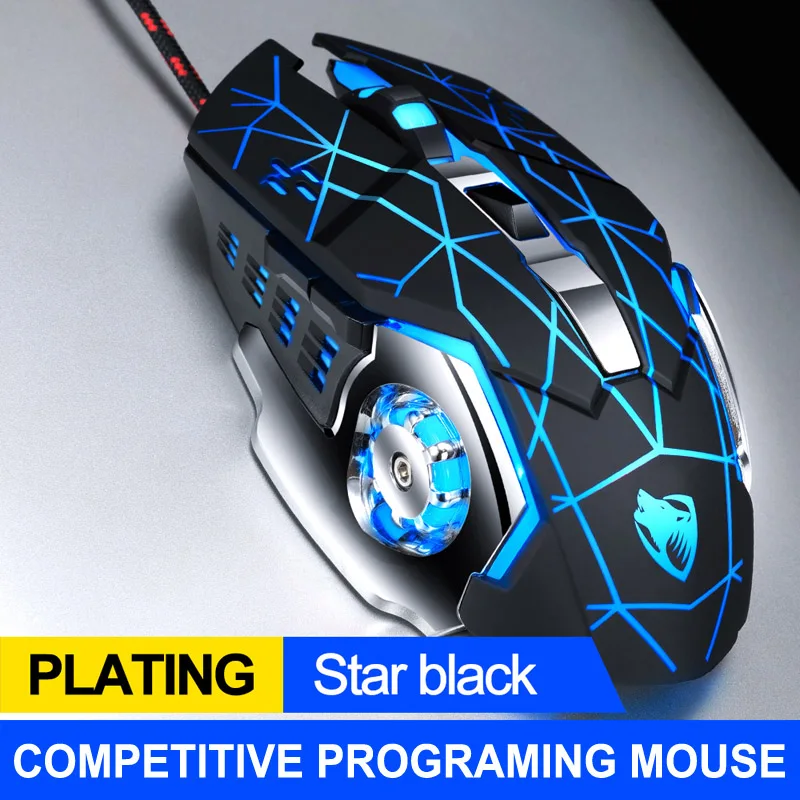 Горячая Распродажа V6 USB Проводная программируемая игровая мышь 6 кнопок 3200 dpi Регулируемая оптическая компьютерная игровая мышь бесшумные клавиши светодиодный подсветка - Цвет: Star Black