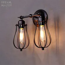 Большая рекламная акция, Европейский Американский Железный винтажный настенный светильник, черный металлический абажур, двойная головка, светильник для украшения коридора, бара, ресторана, светильник ing