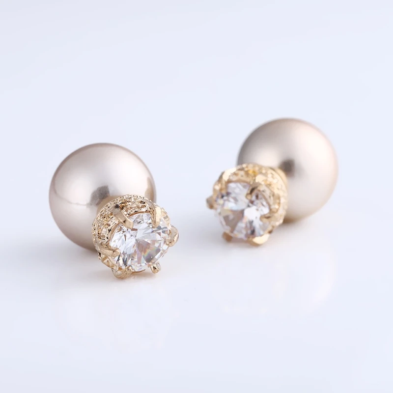 

Vintage Pearl Earring AAA Zirconic Stud Earrings Reversible Wear Fashion Jewelry