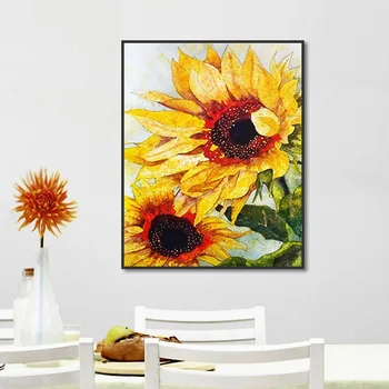 

Nordic Beautiful Sunflower European Retro Classic Decor Canvas Painting Modular Wall Pictures for Living Room Home Decoration