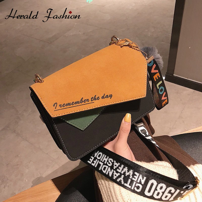 Herald Fashion Women Shoulder Bag Wide Strap Flap Bag Quality Leather Designer Clutch Bag Ladies' Messenger Bags With Hair Ball Herald Fashion Women Shoulder Bag Wide Strap Flap Bag Quality Leather Designer Clutch Bag Ladies' Messenger Bags With Hair Ball