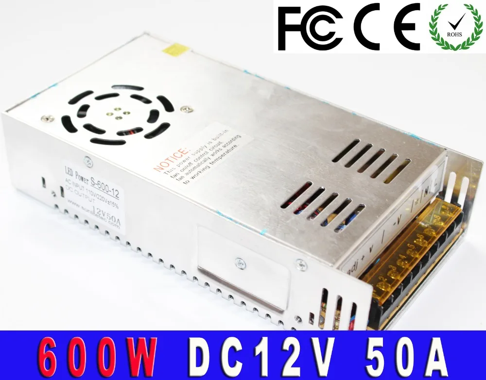 DC Power Supply 12V 50A 600w Led Driver Transformer AC110V 220V to12v dc Power Adapter for strip lamp CNC CCTV