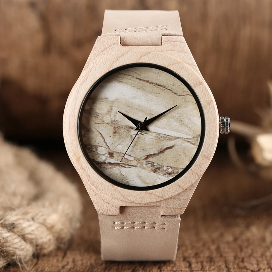 Marble Pattern Face Art Wooden Watch Minimalist Analog Style Natural Bamboo Clock Men and Women Quartz Sport Reloj de madera NEW 2017 (7)