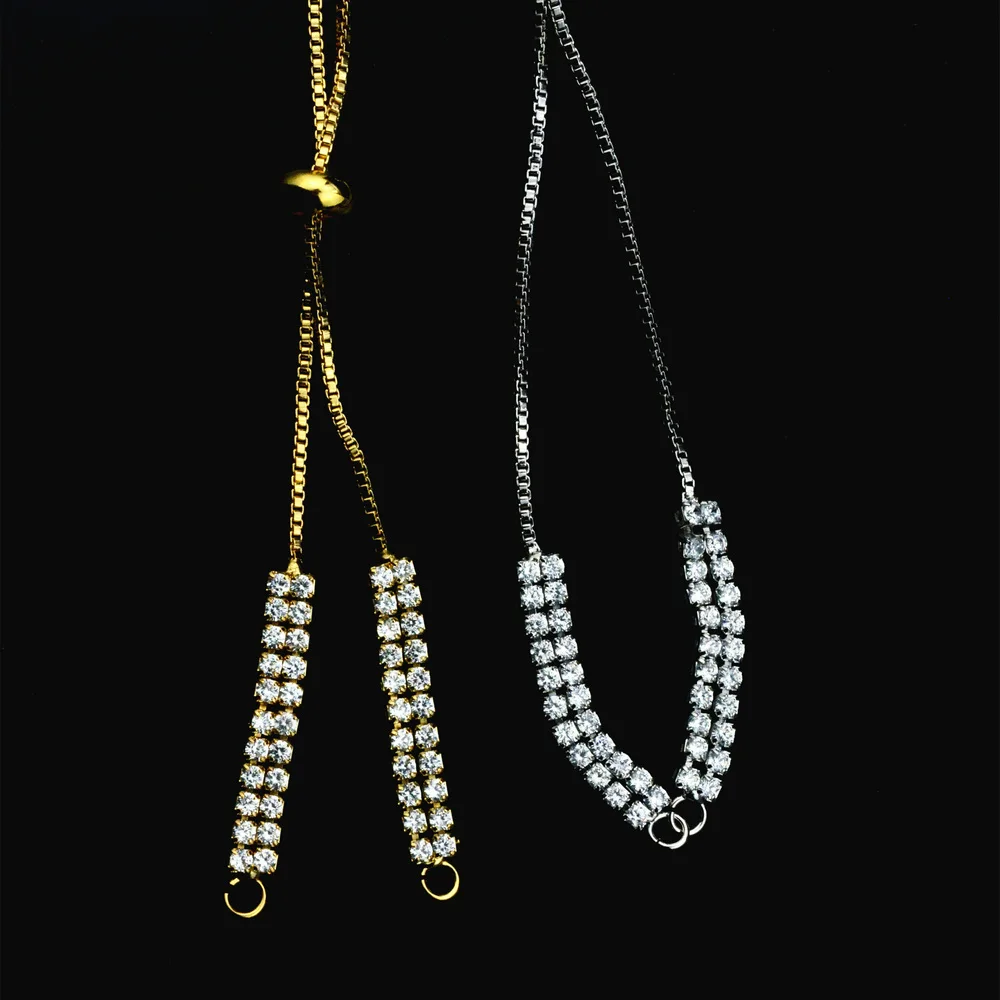 

New Arrival! Square CZ Bracelet Chain, Two Colors, Can Mix , 5 Pieces