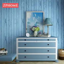 Простые средиземноморские вертикальные полосы ретро синий деревянный узор спальня гостиная самоклеящийся скотч имитация резины