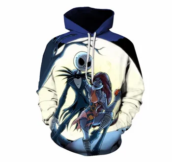 

SzBlaZe Brand New Unisex Casual Jack And Sally Printed Hoodies Halloween Cosplay Sweatshirt Womens Pullover Clothing for Spring