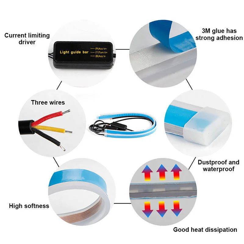 Audbic 2 шт. гибкий светодиодный DRL полоса 30 см 45 см 60 см Автомобильные дневные ходовые огни 12 В указатель поворота светильник белый Янтарный синий