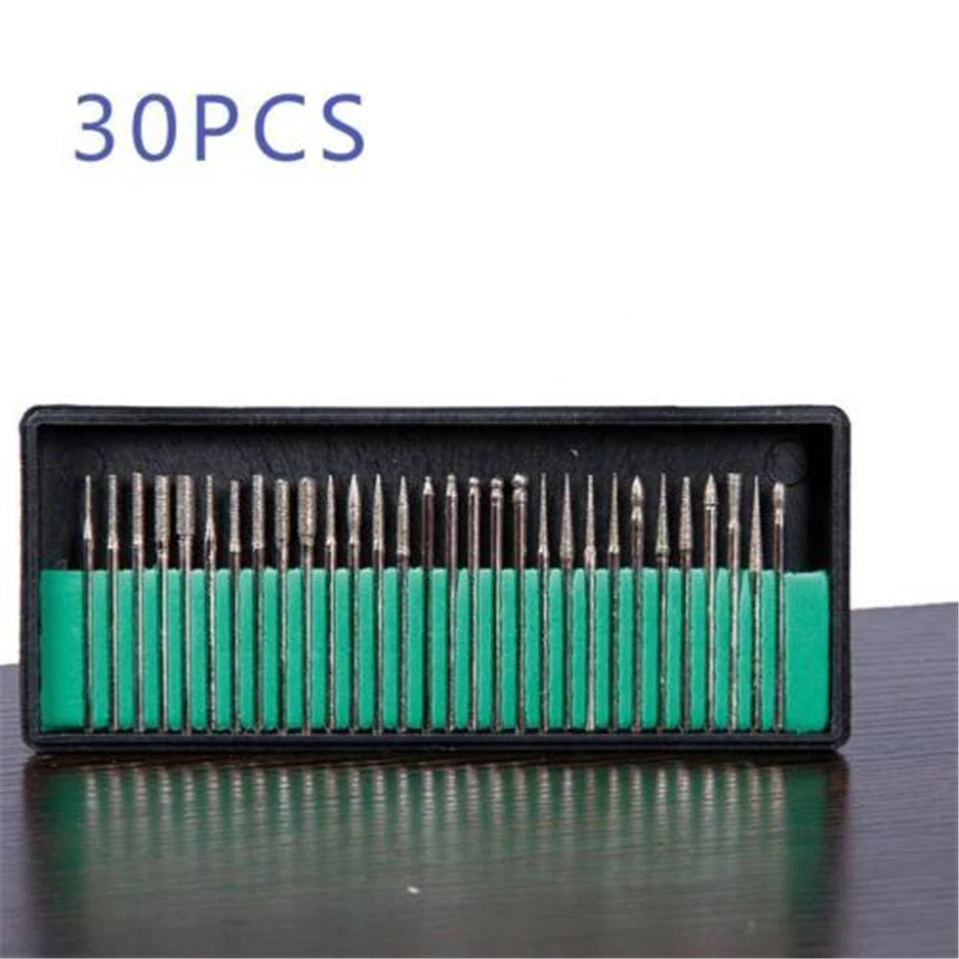 

Hot Sale 30pcs 2.35mm Shank Diamond Burs Set With Box For Dremel Electric Grinder Power Tool Accessories Abrasive Tools