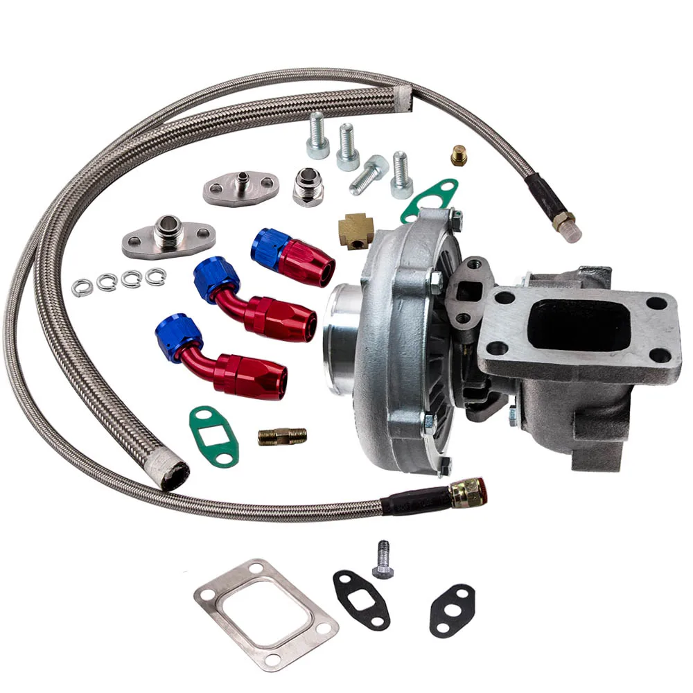 Турбокомпрессор T04E T3/T4 .63 A/R 57 TRIM 400 + комплект масляной линии HP BOOST STAGE III