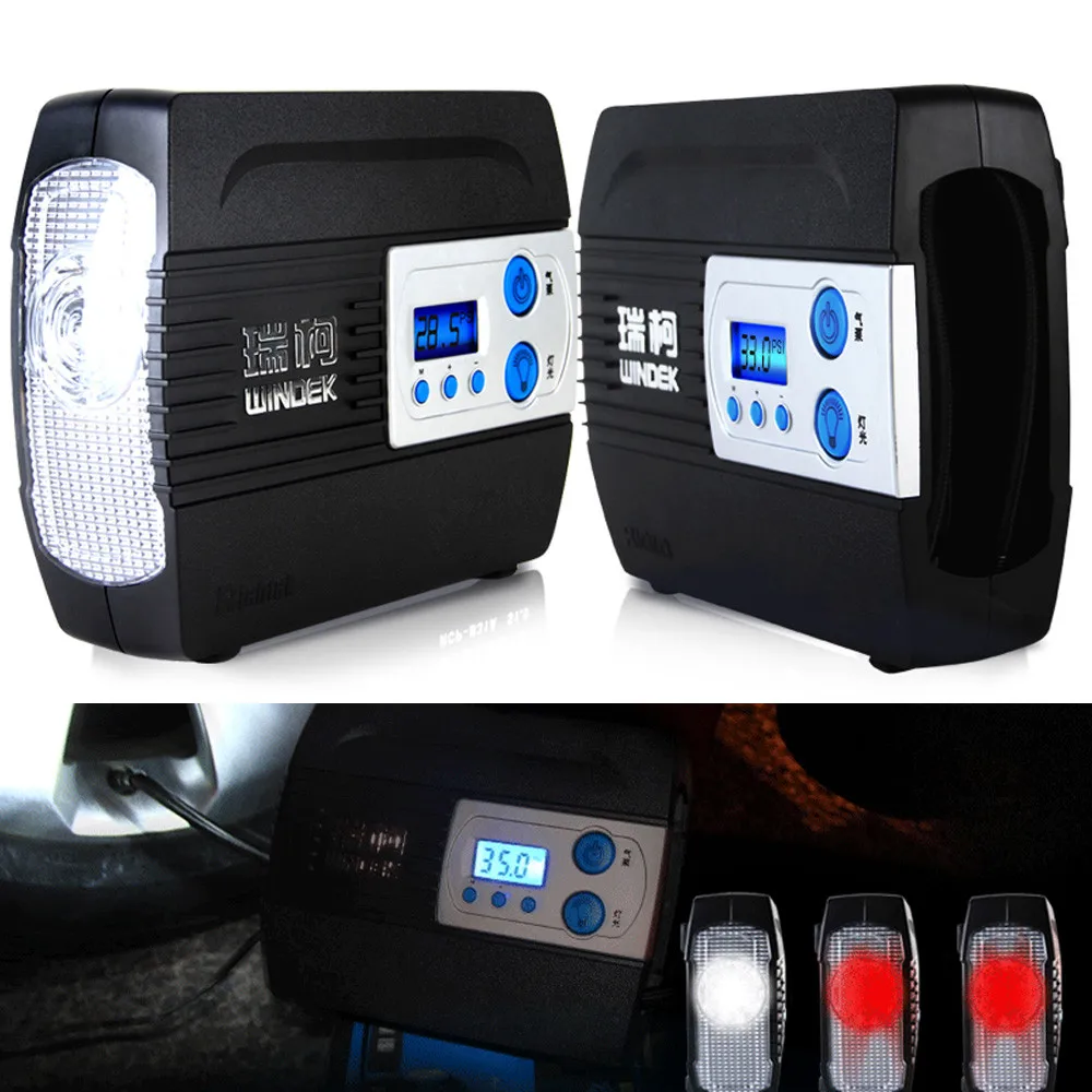 

12V 100PSI WINDEK Portable Car Motor Motorcycle Tire Inflator Pump Auto Air Compressor with Preset function