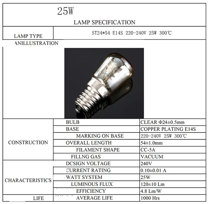 E14 лампы для хлебопечки микроволновая печь 300 градусов термостабильность T22 T25 15 Вт 25 Вт 220 В-240 В свет лампы 2 шт