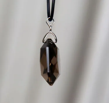 Natural Smoky quartz Quartz big satellite pendant facets with free rope 5