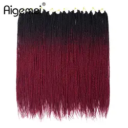 Aigemei волос предварительно твист крючком Синтетический Наращивание волос Ombre Kanekalon вязанная косами Сенегальский крутить волосы 24 "25strands