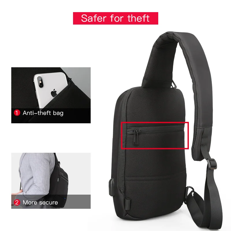 Kingsons الذكور حقيبة صدر للرجال الرجال Crossbody حقيبة صغيرة للرجال واحد الكتف حزام الظهر حزمة عارضة حقائب السفر