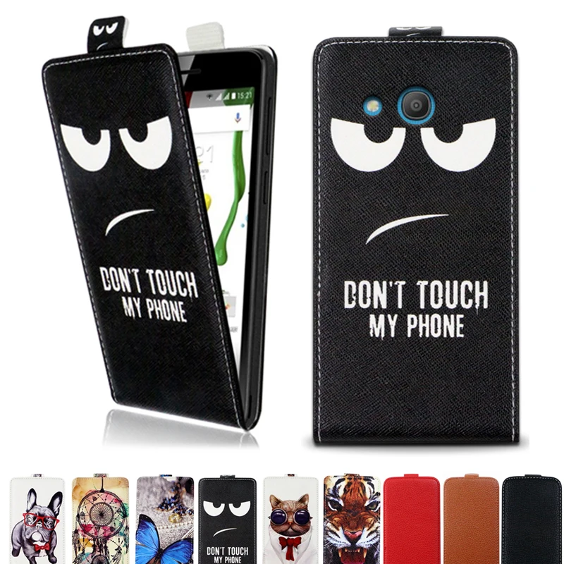 

For Alcatel U3 2018 Case Printed cool cartoon butterfly Tiger owl flip up and down leather case cover