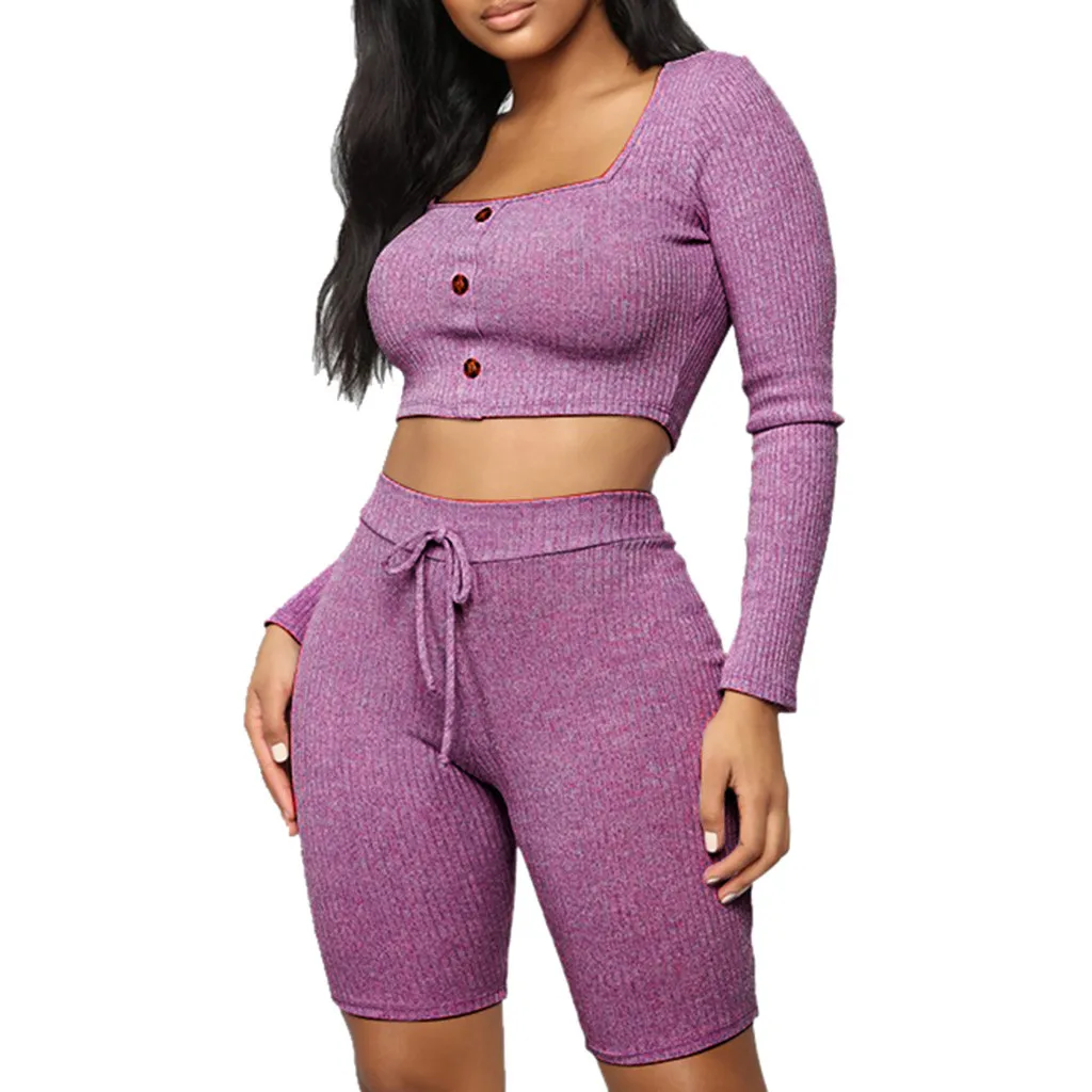 

2019 two Piece Sport Clothing Sport Suit Workout Tracksuit For Women Sportswear For Female Athletic Running Yoga Suit Sets#3