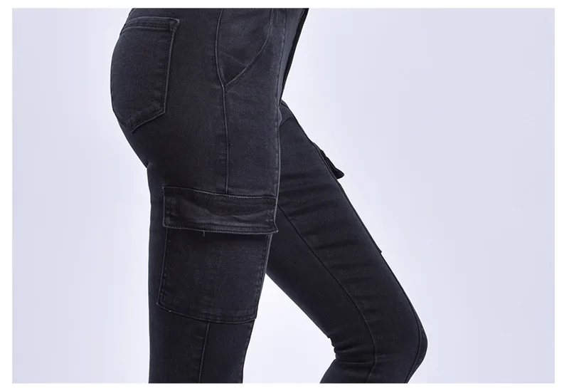 LOGAMI/женские узкие джинсы с высокой талией и двумя боковыми карманами, женские эластичные узкие джинсовые брюки