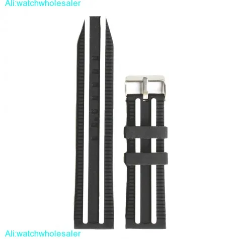24mm Two-tone Black With White Silicone Unisex Watch Band Straps WB1049F24JB