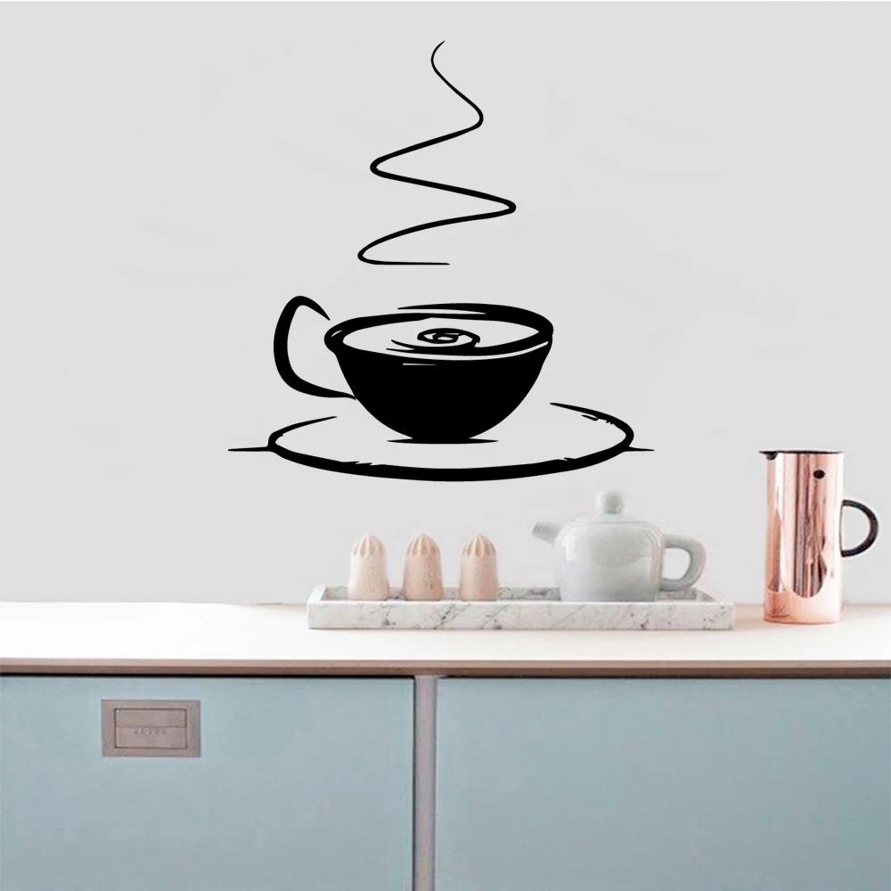 Hot Sale Coffee Removable Pvc Wall Stickers Waterproof Wall Decals Wall Decoration Murals