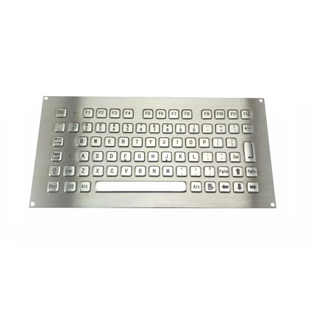 stainless steel front panel mount keyboard with compact full layout and