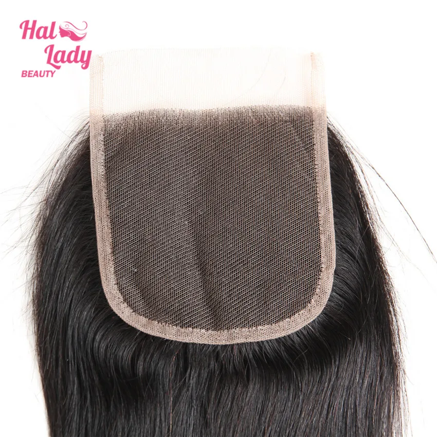 Halo Lady beauty малазийские человеческие волосы прямое закрытие 4X4 бесплатная Часть Топ Кружева Закрытие может быть окрашено Бесплатная