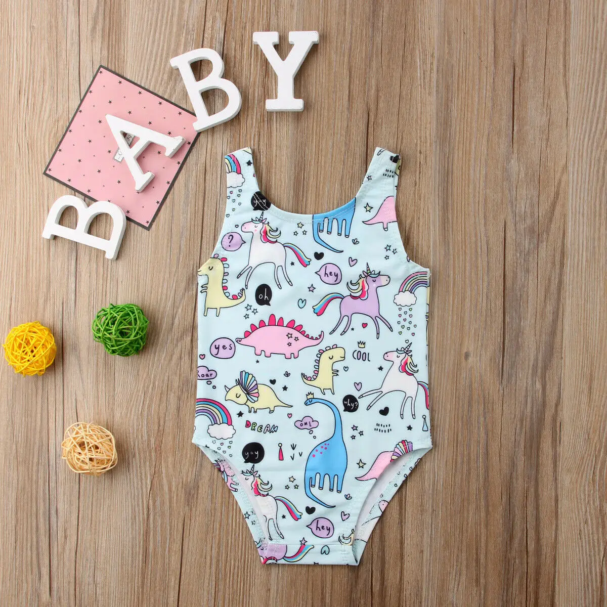 

Unicorn Pattern Kids Baby Girls Cartoon Swimsuit Swimwear Bikini Bathing Suit Sleeveless Beachwear 0-4Y