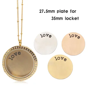 

Carvort 27.5mm plate 316L Stainless steel "love" plates for 35mm round locket