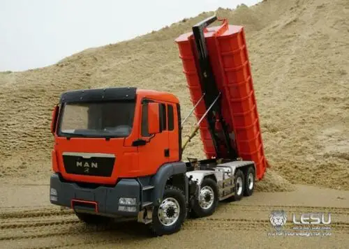US $3.087.50 114 Man Tgs Lesu 88 Hydraulic Dumper Truck Rc Roll OnOff Tipper Radio Painted Orange Thzh0343