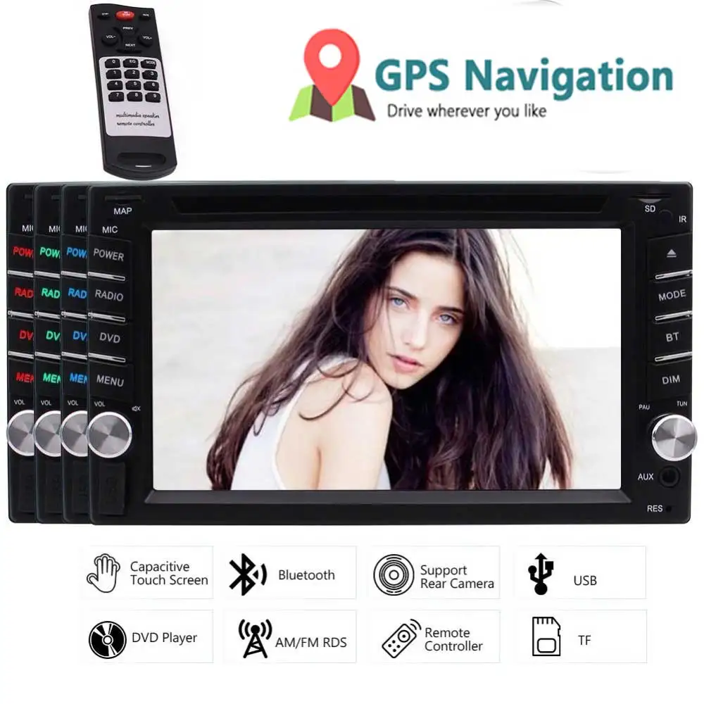 

Double Din Car Stereo In-Dash Car DVD/CD Player Stereo Autoradio Bluetooth Monitor Headunit Support Steering Wheel Control FM/AM