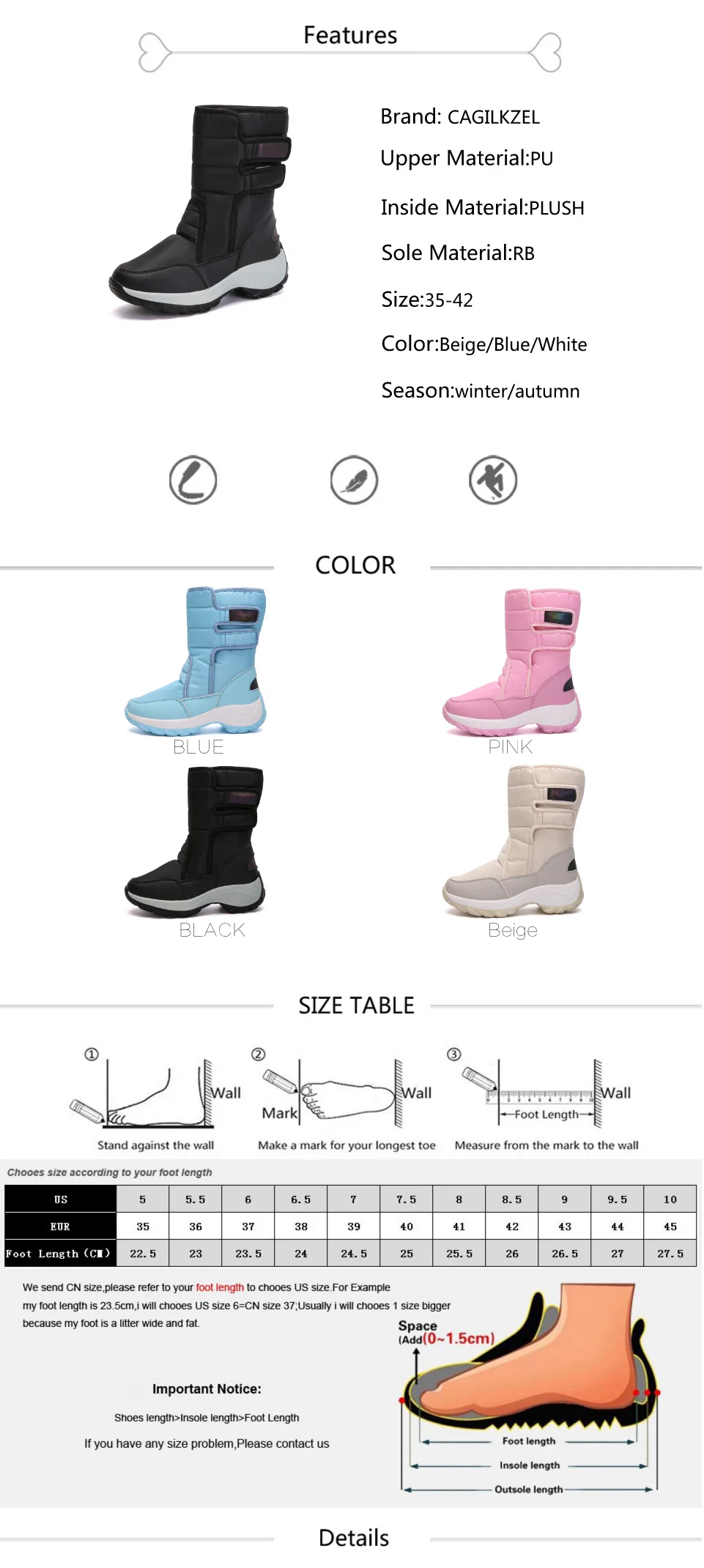 2019 Winter women snow boots women warm push ankle boots female high wedge waterproof Boots rubber hiking boots shoes (2)