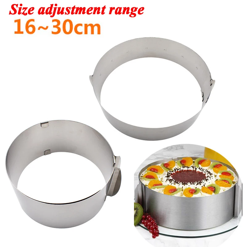 

Stainless Steel Round Circle Cookie Fondant Cake Mold Cutter Pastry Tool Safe Cake Mould Adjustable Baking Cake Decorating Tool