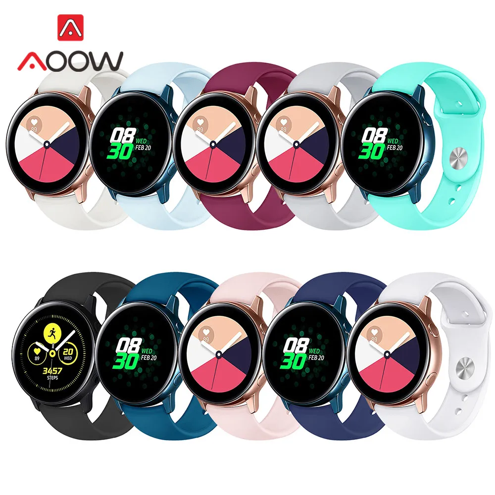 

20mm Silicone Sport Strap for Samsung Galaxy Watch Active 42mm Gear Sport S2 Amazfit bip Men Women Replace Bracelet Band Correa