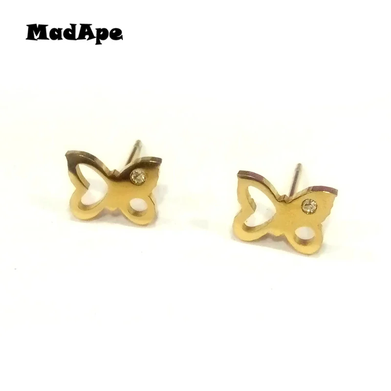 Женские серьги-гвоздики MadApe из нержавеющей стали с бабочками ювелирные изделия