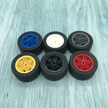 

4Pcs/lot Technic Parts Tires Wheel Hub Accessories Military City Compatible with 44309+56145 Bricks Building Block Parts For Car
