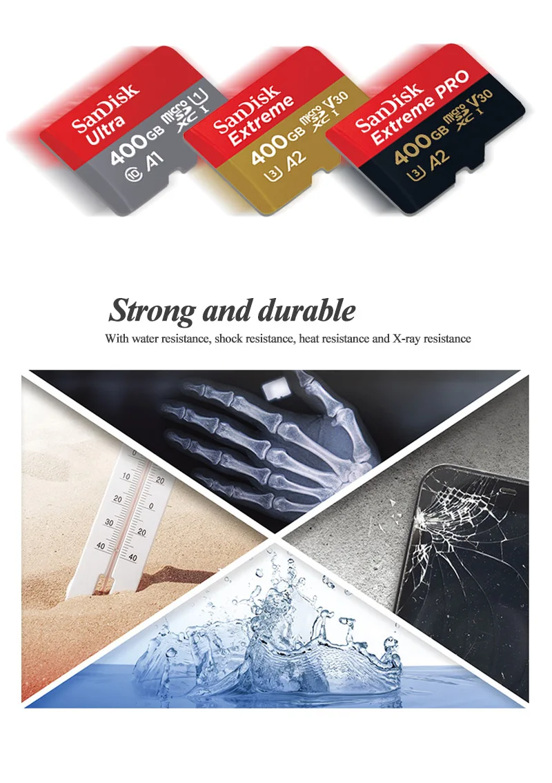 100% Original SanDisk 400GB Micro SD Card V30 U3 Class10 A2 A1 Memory Card Micro SDXC up to 170MB/s 400GB TF Card for smartphone