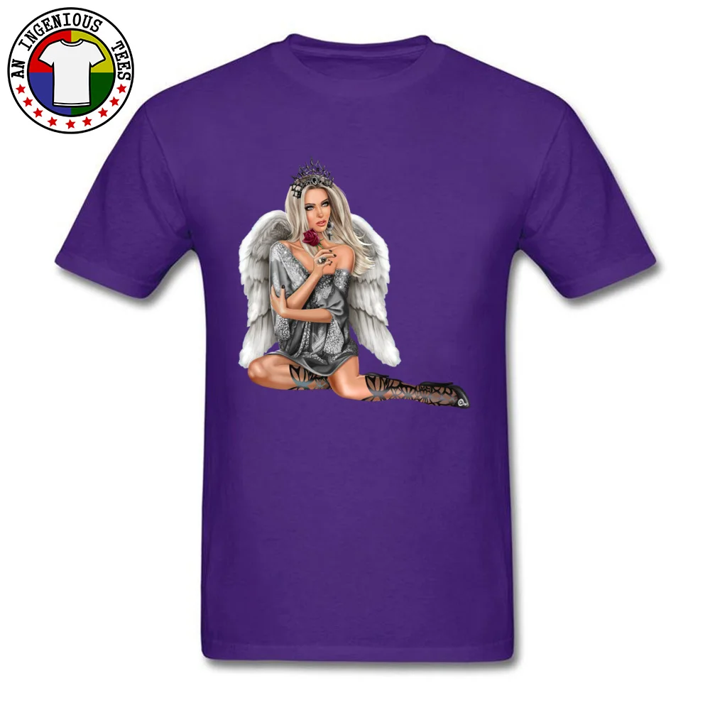 Sex Angel 100% Cotton T Shirts for Men Short Sleeve Europe Tees Designer Summer/Autumn Crew Neck Top T-shirts Casual Sex Angel purple